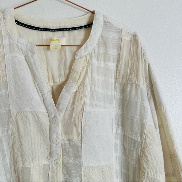 Anthropologie Maeve The Zoe Swing Blouse top boho patchwork plaid - Picture 13 of 14